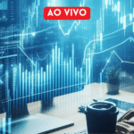 Pessoa analisando gráficos financeiros em um desktop, com gráficos de ações em destaque. Análise de mercado ao vivo.