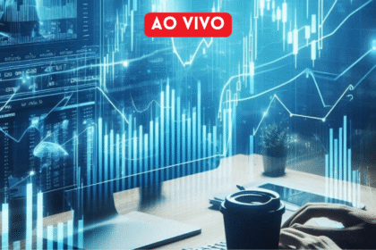 Pessoa analisando gráficos financeiros em um desktop, com gráficos de ações em destaque. Análise de mercado ao vivo.