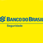 Logotipo do Banco do Brasil com fundo amarelo, destacando a palavra Seguridade em azul abaixo do nome da instituição.