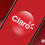 Ilustração com vários celulares mostrando a marca da Claro
