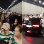 Carro pega fogo no Túnel Rebouças; motoristas e passageiros deixam via a pé
