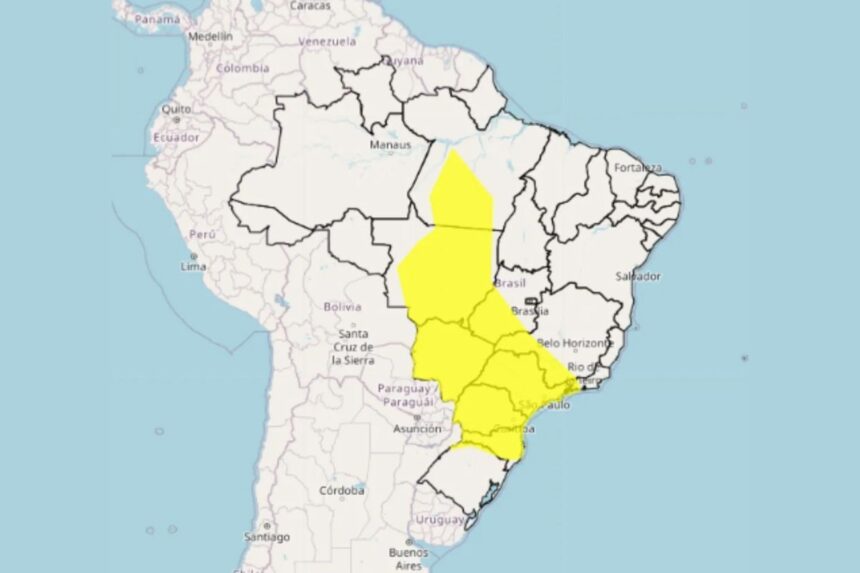 Alerta amarelo: chuvas fortes afetam 32 cidades de Minas Gerais Inmet