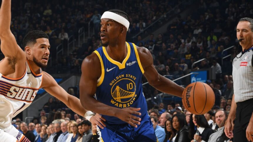 Jimmy Butler está fora do jogo contra os Suns por dor nas costas Warriors' Jimmy Butler ruled out vs. Suns with sore lower back