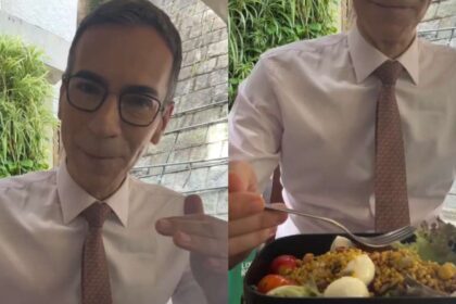 César Tralli exibe marmita nos bastidores da Globo e gera reações César Tralli mostra marmita nos bastidores da Globo e a web não perdoa: 'Só tem ovo'