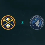 Escudos de Denver Nuggets x Minnesota Timberwolves, que se enfrentam pela NBA