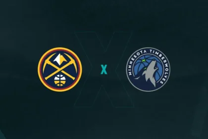 Escudos de Denver Nuggets x Minnesota Timberwolves, que se enfrentam pela NBA