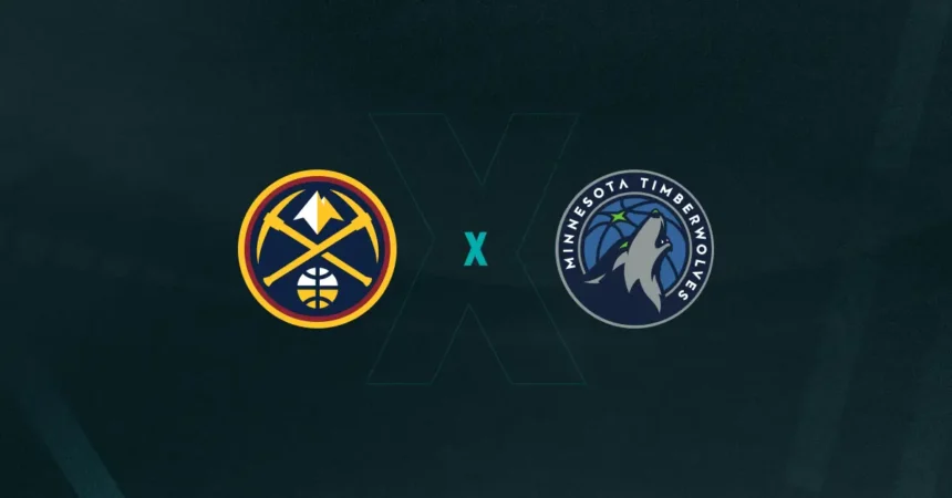 Escudos de Denver Nuggets x Minnesota Timberwolves, que se enfrentam pela NBA