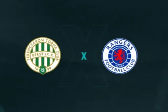 Escudos de Ferencváros x Rangers, que se enfrentam pela Liga Europa