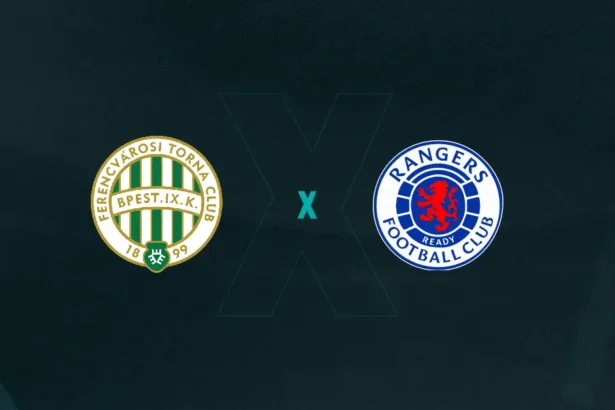 Escudos de Ferencváros x Rangers, que se enfrentam pela Liga Europa