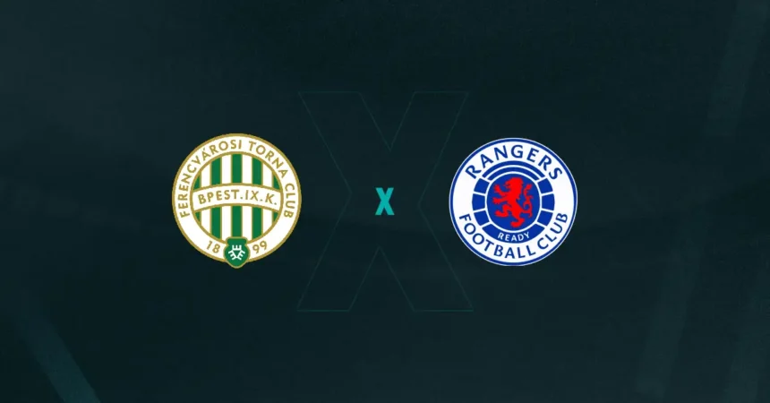 Escudos de Ferencváros x Rangers, que se enfrentam pela Liga Europa