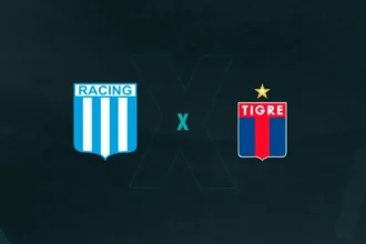 Escudos de Racing x Tigre, que se enfrentam pelo Campeonato Argentino