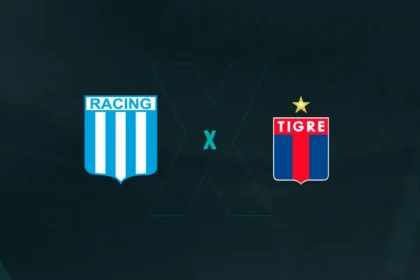 Escudos de Racing x Tigre, que se enfrentam pelo Campeonato Argentino