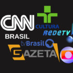 Montagem com os logos da CNN Brasil, TV Gazeta, RedeTV!, Globo, TV Cultura e TV Brasil