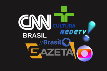 Montagem com os logos da CNN Brasil, TV Gazeta, RedeTV!, Globo, TV Cultura e TV Brasil