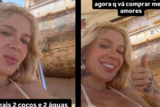 Karoline Lima fica chocada ao pagar R$ 90 em duas águas e dois cocos em Noronha