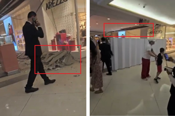 Pedaço de teto desaba dentro do Shopping Iguatemi, em São Paulo