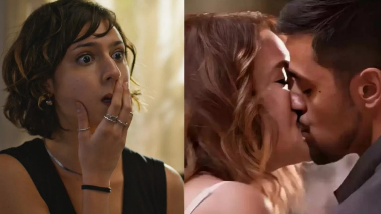 Nina surpresa, Filipa e Danilo aos beijos em fotomontagem