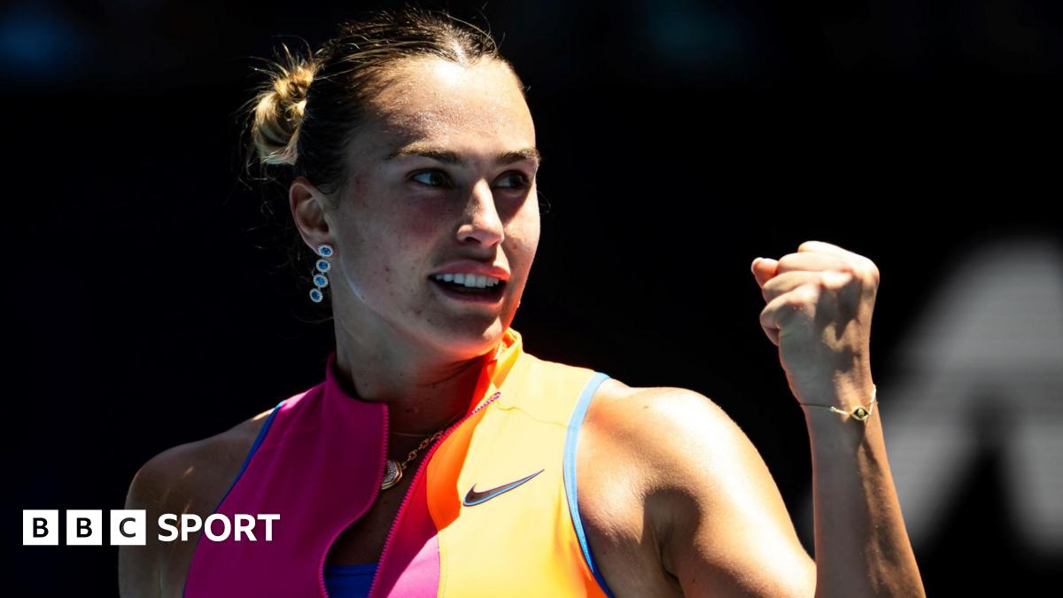 Aryna Sabalenka celebrates her quarter-final win over Iva Jovic