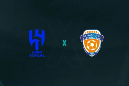 Escudos de Al-Hilal x Al-Fayha, que se enfrentam pelo campeonato saudita