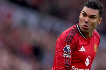 Casemiro, do Manchester United, em jogo contra o Manchester City