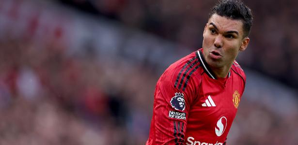 Casemiro, do Manchester United, em jogo contra o Manchester City