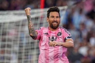 Lionel Messi comemorando gol pelo Inter Miami na MLS