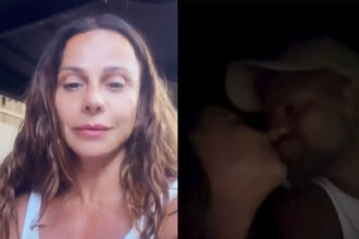 Viviane Araújo recebeu a visita do marido