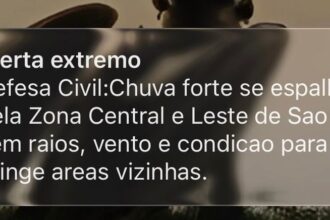 Defesa Civil emite 'alerta extremo' de chuva forte em SP e estado de atenção para alagamentos
