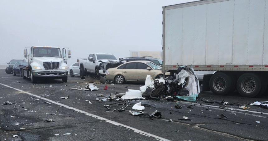 59-vehicle pile up in foggy conditions closed major California highway for hours